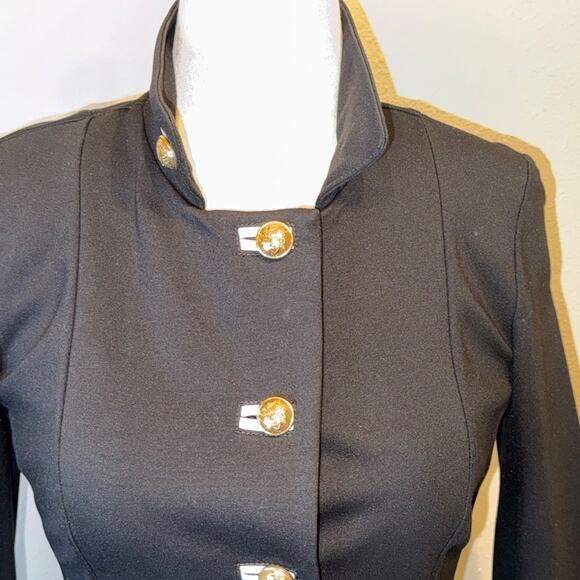 Joseph Ribkoff jacket military style black Ponte knit with gold buttons Sz 6 - Picture 5 of 10